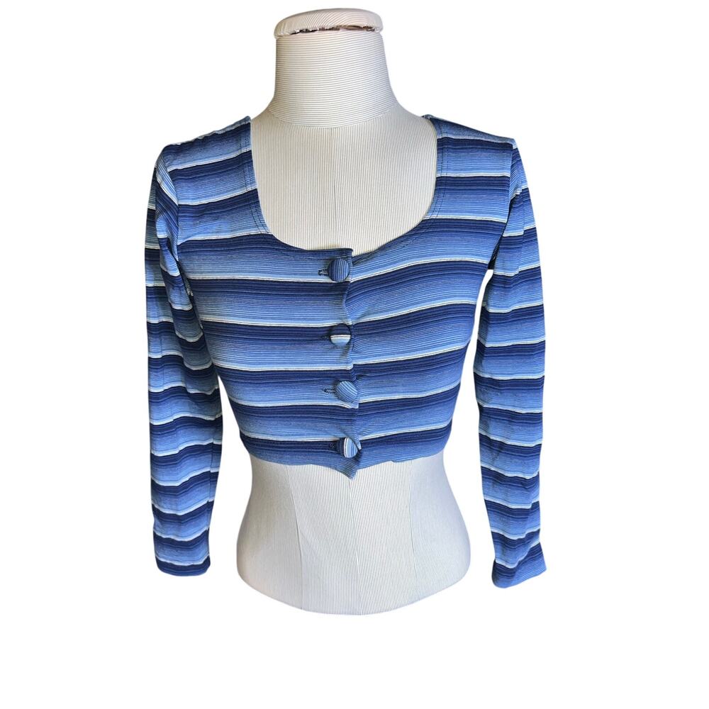 Vintage Touch Me Y2K cropped stripped cardigan button up long sleeve shirt